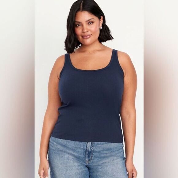 NWT Old Navy Plus Size First Layer Ribbed Scoop Neck Tank Top - Navy Blue - 3XL - Picture 1 of 8